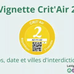 Vignette Crit'Air 2 pour un véhicule diesel. Elle indique la classification environnementale du véhicule.