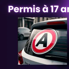 Autocollant "A" sur une voiture, symbolisant le permis de conduire 17 ans.