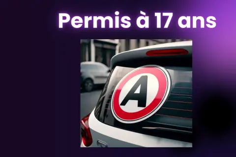 Autocollant "A" sur une voiture, symbolisant le permis de conduire 17 ans.