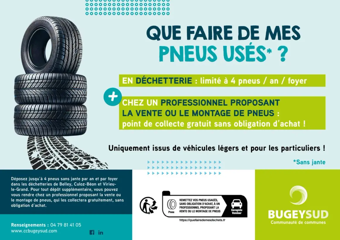 Pile de pneus usagés. Que faire de mes pneus usés ? En déchetterie ou chez un professionnel.