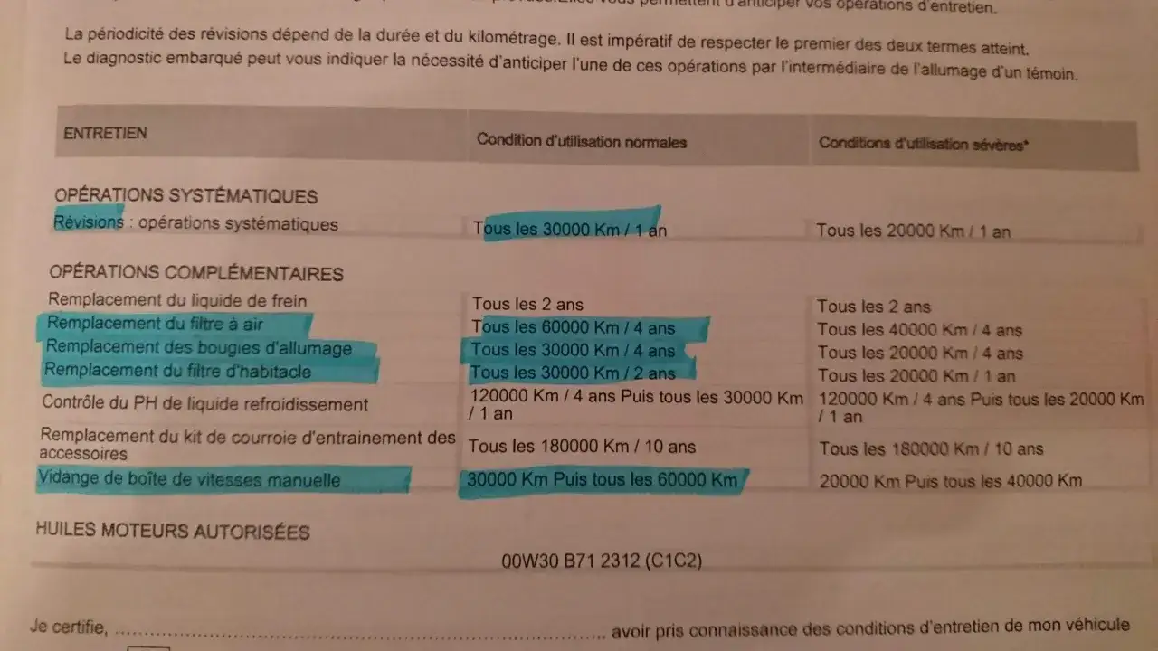 Tableau d'entretien pour Peugeot 208 : révisions systématiques et complémentaires, incluant le tarif révision Peugeot 208.