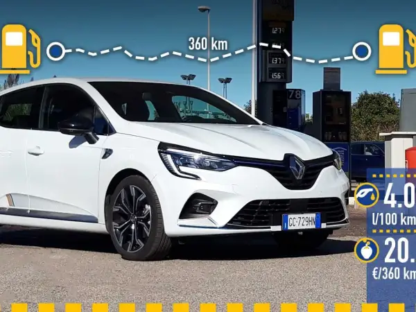 Clio 5 hybride : 4.0 L/100 km, soit 20€ pour 360 km. Une belle économie !