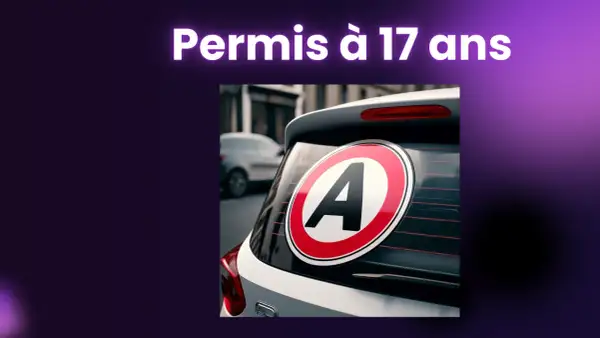 Autocollant "A" sur une voiture, symbolisant le permis de conduire 17 ans.